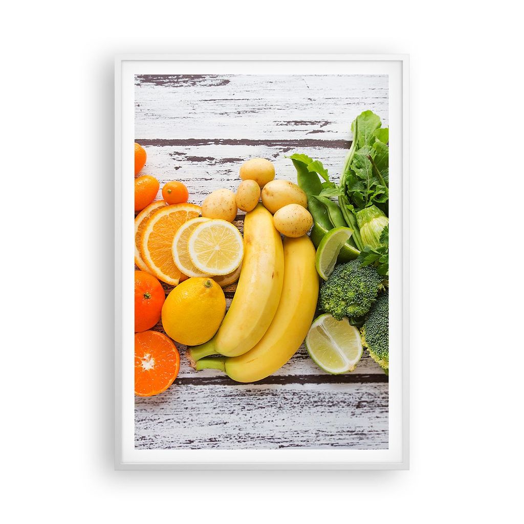 Gerahmtes Poster - Weißer Rahmen - Essen Gemüse Essen frisch - 70x100 cm - Wand Bild - Wanddeko - Wandbilder - Wandposter - Bilderrahmen - Bilder...