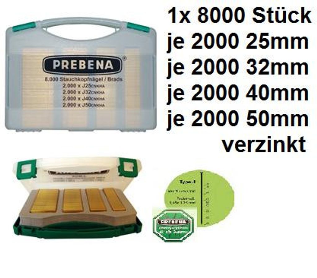 Prebena hřebíky s rozrušovací hlavou J-Box v kufříku, 8000 Obrázek produktu 
