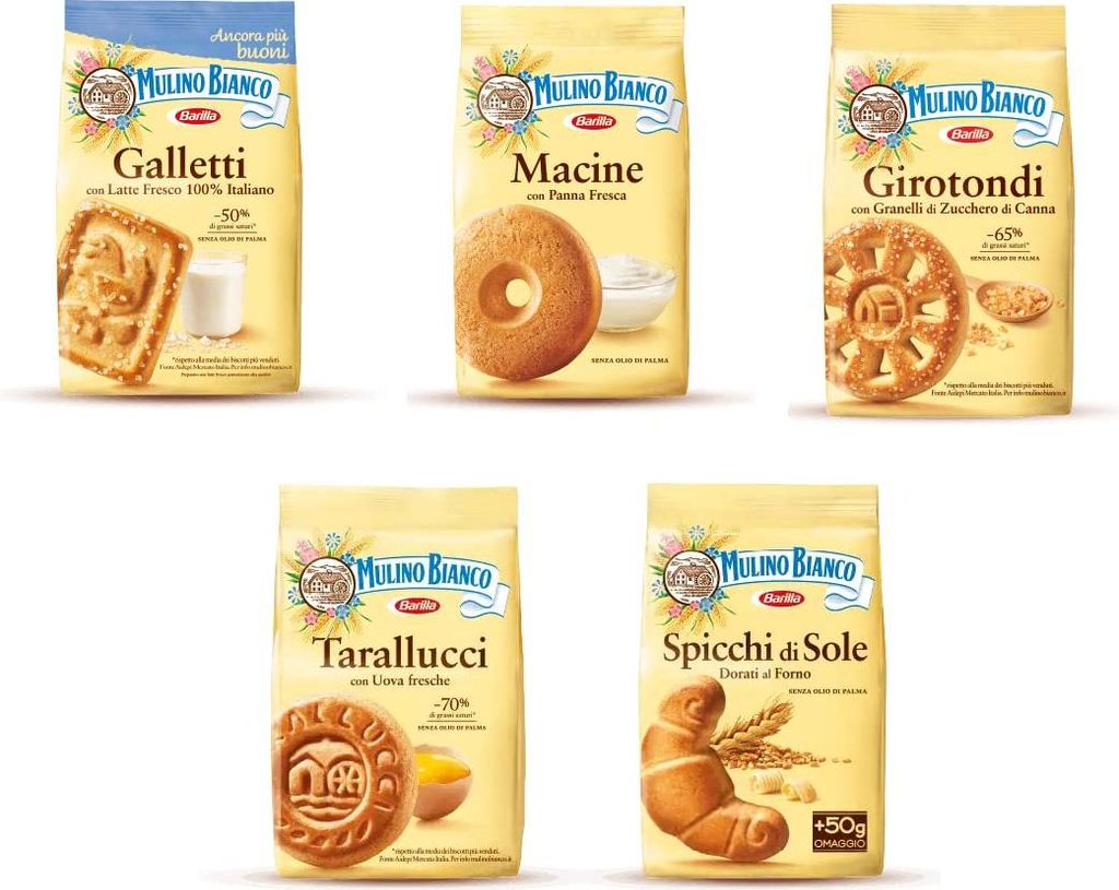 Mulino Bianco Kekse testpaket 5x350G Girotondi Macine Galletti Spicchi di sole