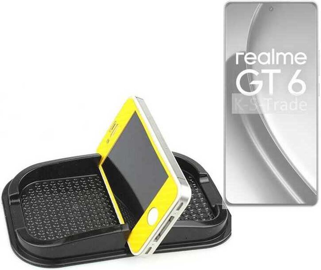 K-S-Trade Auto Anti Rutsch Matte Smartphone-Halter kompatibel mit Realme GT 6 China Haft Pad Armaturenbrett Handy-Halterung Silikon
