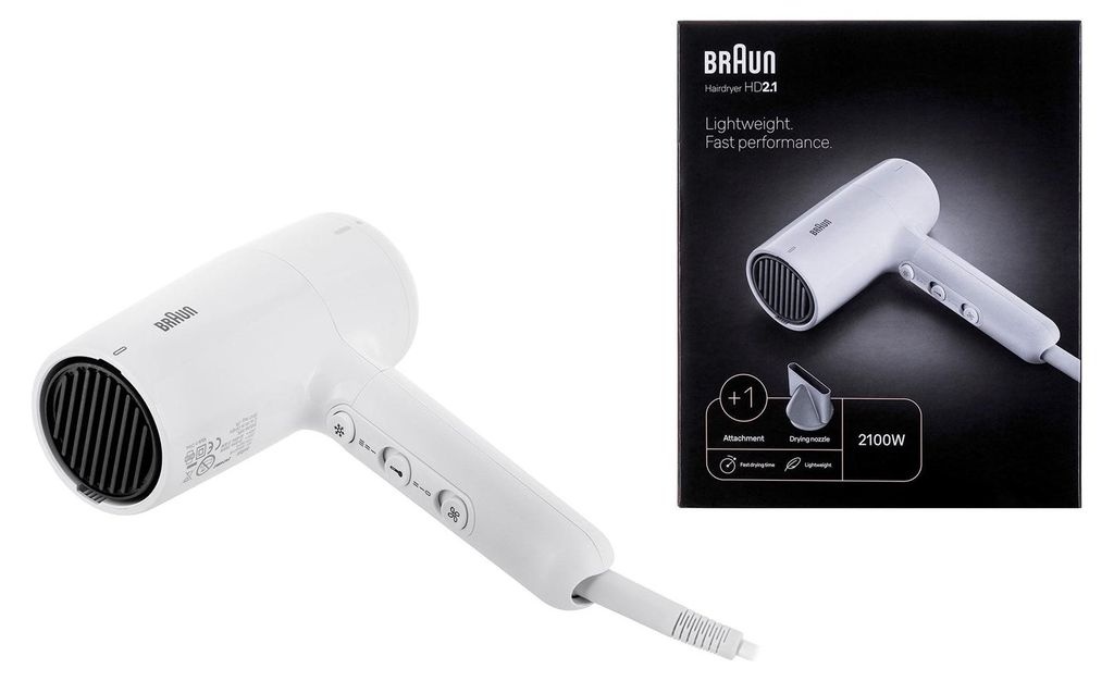 Braun HD 2.1 wit, Weiß, 1,95 m, Schieber, 2100 W, 250 mm, Produktbild 