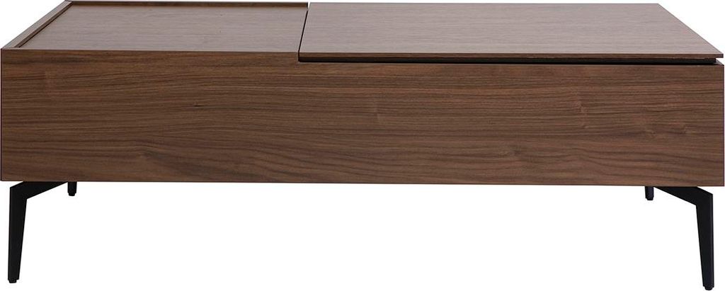 Miliboo - Rechteckiger höhenverstellbarer Couchtisch aus dunklem Holz mit Walnuss-Finish und schwarzem Metall L103 cm SEDA