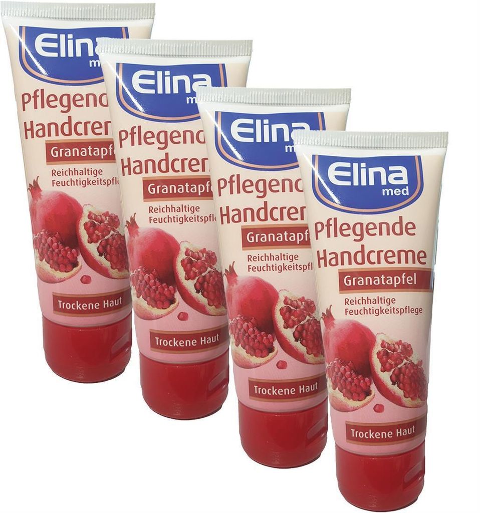 Exklusives 4er Set Granatapfel Handcreme 75ml – Feuchtigkeitsspendende Pflege für geschmeidige Hände mit fruchtigem Duft