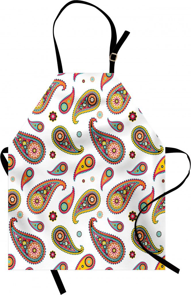 ABAKUHAUS Paisley Kochschürze, Weinlese-persische Paisley-Muster auf normalem Hintergrund mit ethnischem inspiriertem Hippie, Farbfest Höhenverst...