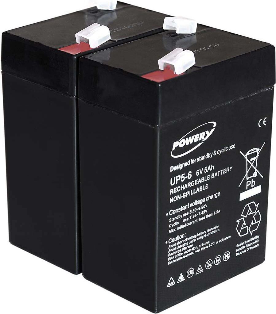 Powery Blei-Gel Akku für APC RBC1 6V 5Ah (ersetzt auch 4Ah 4,5Ah)