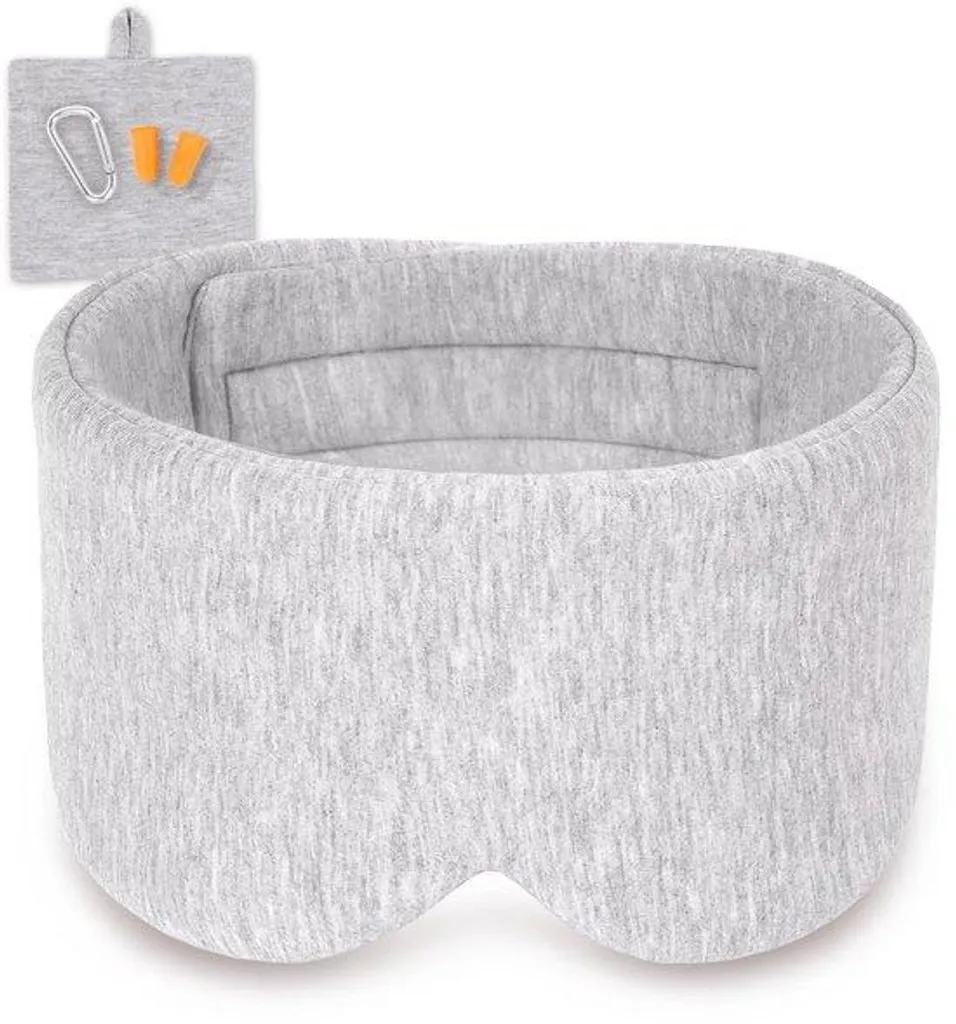 Bandeau de nuit occultant en coton doux gris clair pour sommeil profond
