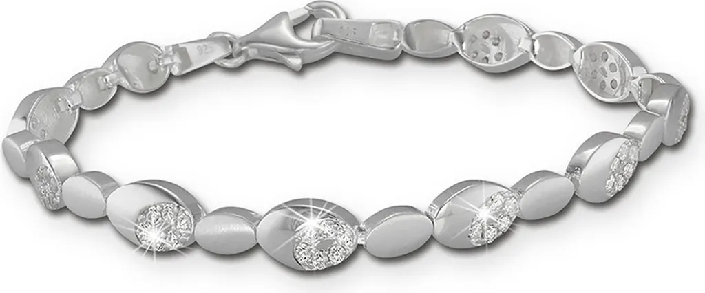 SilberDream Bracelet Ovale Argent 925 Blanc Scintillant 18,8cm D2SDA444W