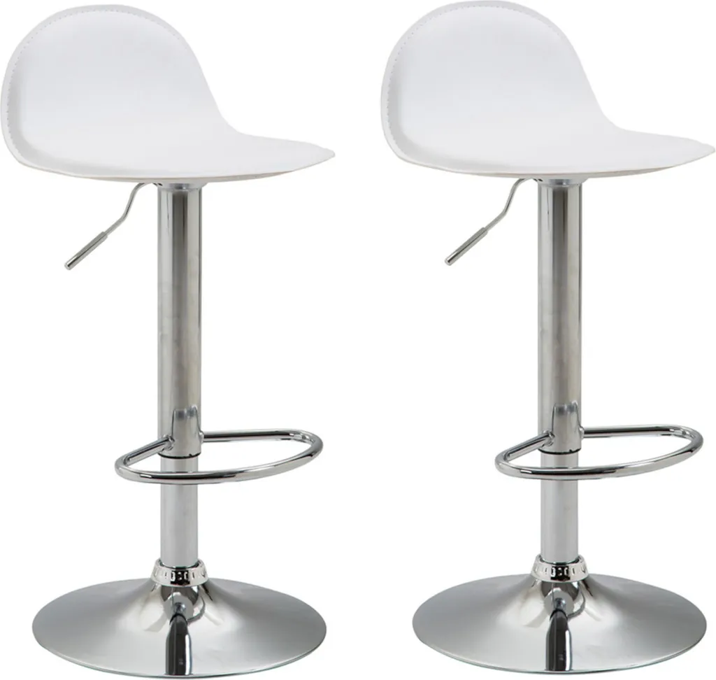 Coppia Sgabelli Cucina CLP Lana V2 Similpelle Bianco Altezza Regolabile