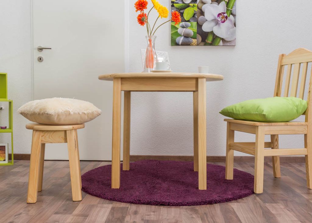 Esstisch Esszimmertisch 90x90 cm Kiefer massiv, Farbe: Natur
