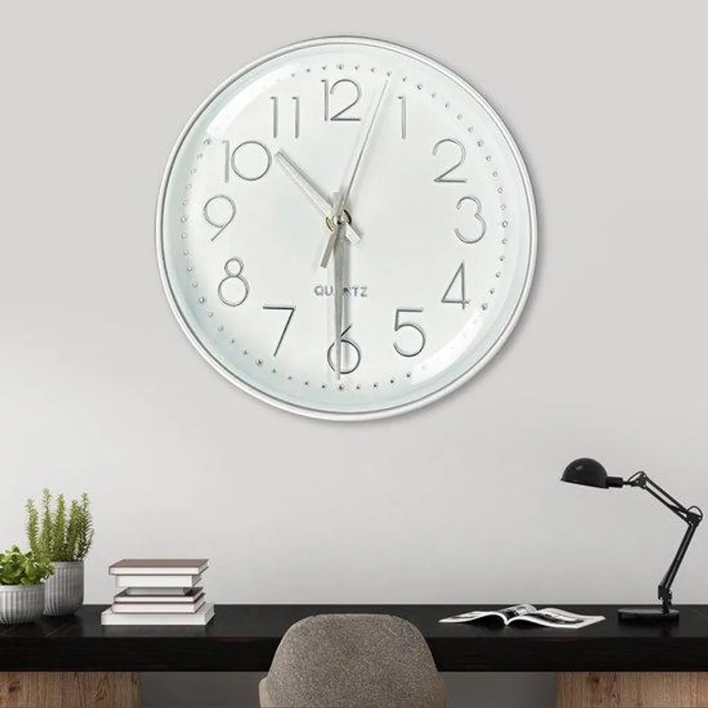 Horloge murale pour bureau et salon noire silencieuse 20cm précise