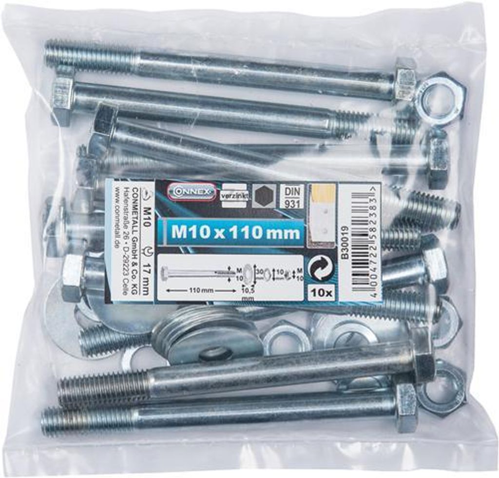 CONNEX 10 Sechskantschrauben im Set, 10,0 x 110 mm, mit Produktbild 