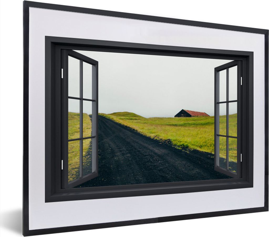 MuchoWow MuchoWow Gerahmtes Poster Aussicht - Natur - Nebel 40x30 cm - Poster mit zchwarzem Bilderrahmen - Bilderrahmen - Poster im Rahmen