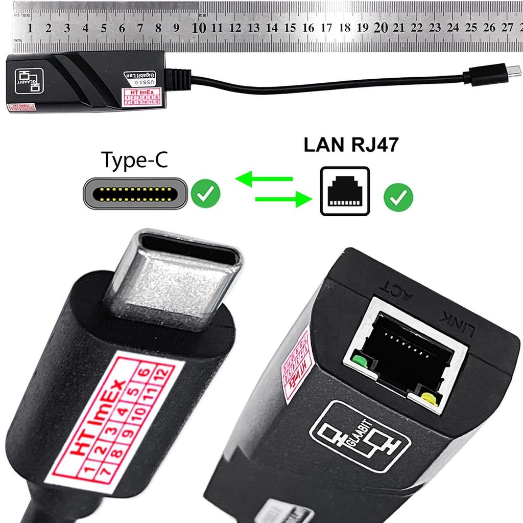 Adapter USB-C 3.0 auf LAN Connector Kabel RJ45 Netzwerk Ethernet Internet buchse
