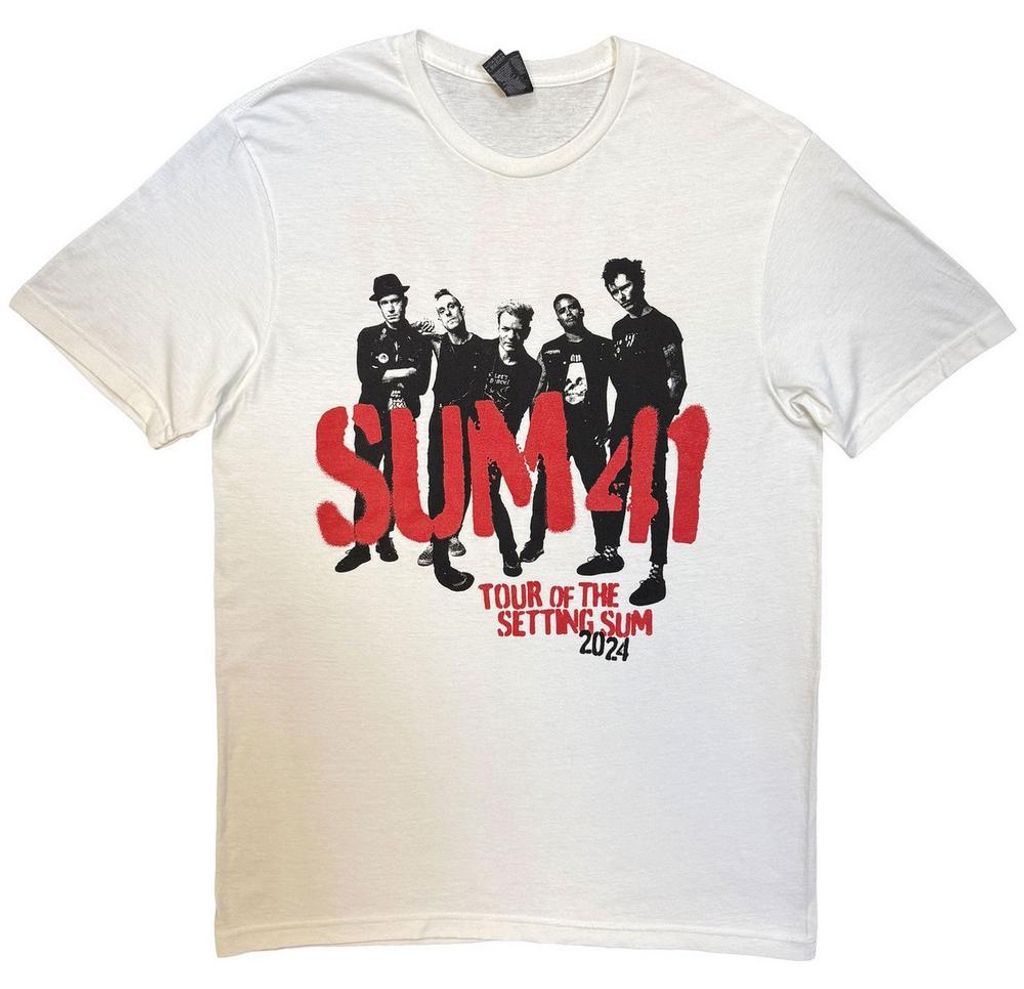 Sum 41 - "Tour ́24" T-Shirt für Herren/Damen Uni, Rückseitiger Aufdruck RO15744 (L) (Weiß)