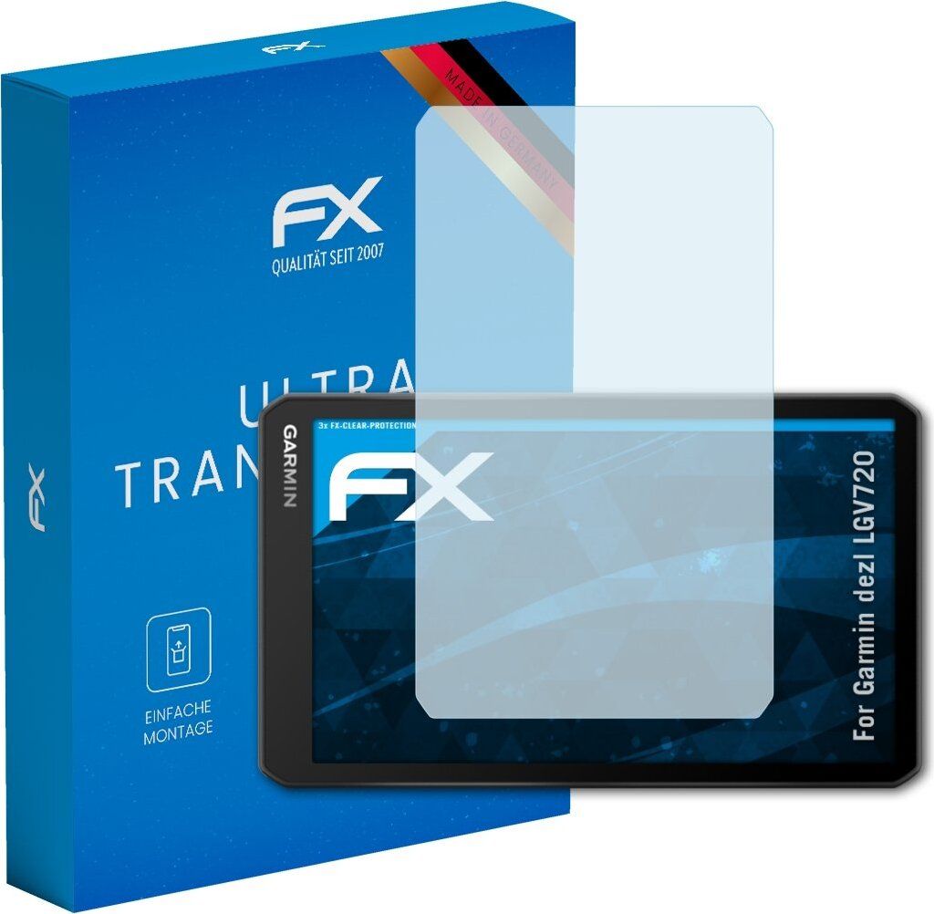 atFoliX FX-Clear 3x Schutzfolie kompatibel mit Garmin dezl LGV720 Displayschutzfolie