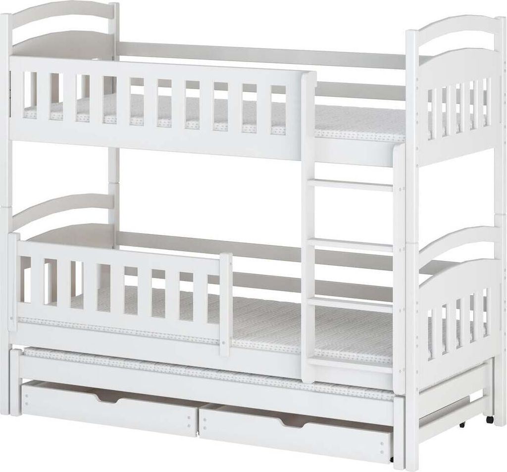 FURNLUX Bunk Bed Blanka Weiss 90x200cm / Hauptfarbe: Weiß / Abmessungen: 96 x 208 x 164 cm