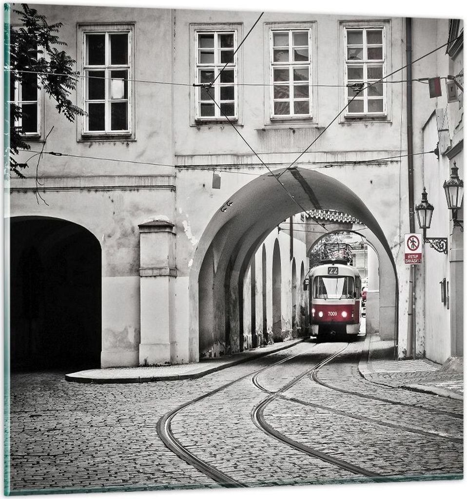 Bilder auf glas - Einteilig - Tschechisch Straßenbahn Prag - 30x30cm - Glasbilder - Wandbilder - Bilder - Wanddekoration aus Glas - Glas Bilder - ...