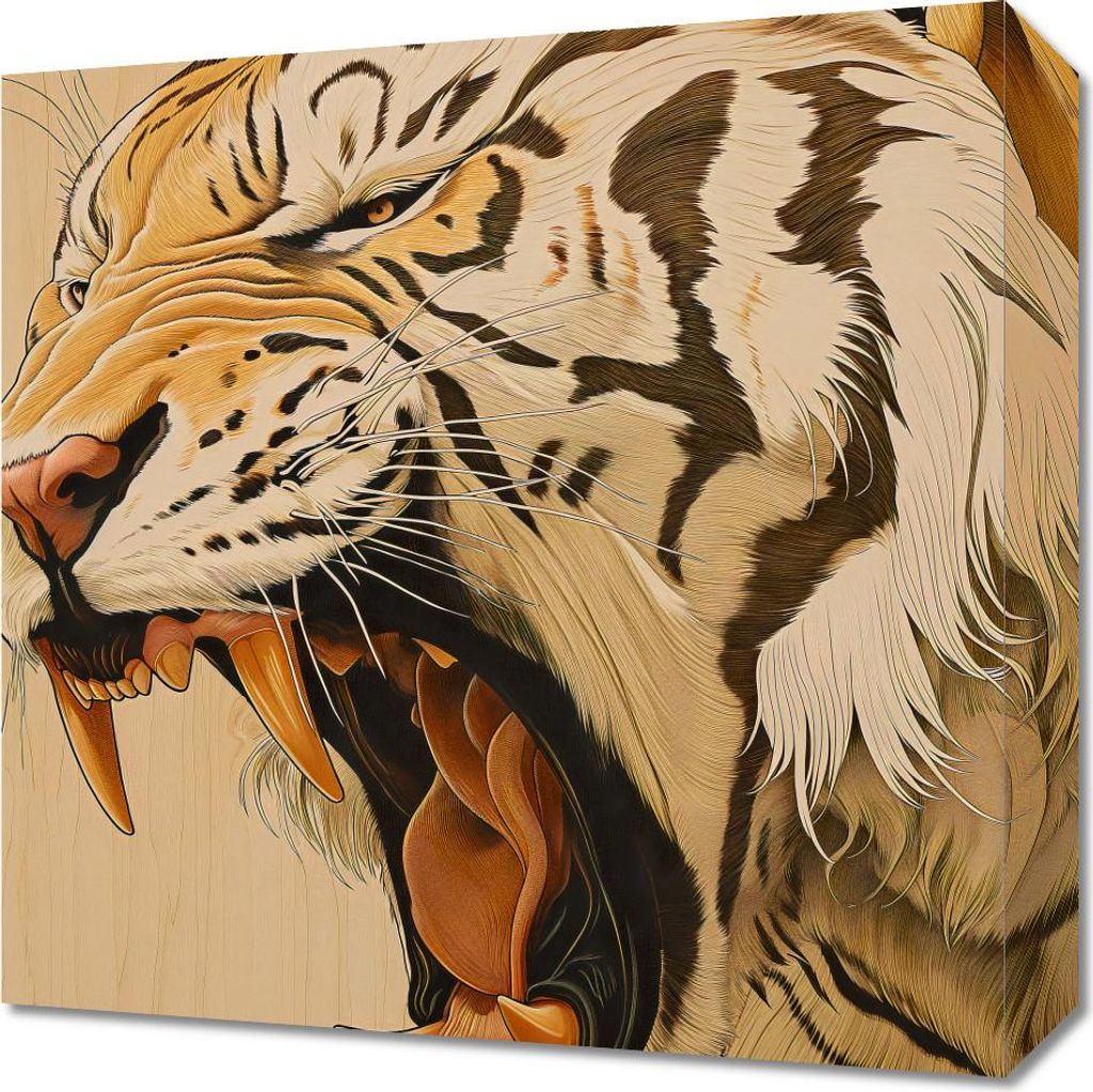 Bild 40x40cm Majestätisches Brüllen eines Tigers
