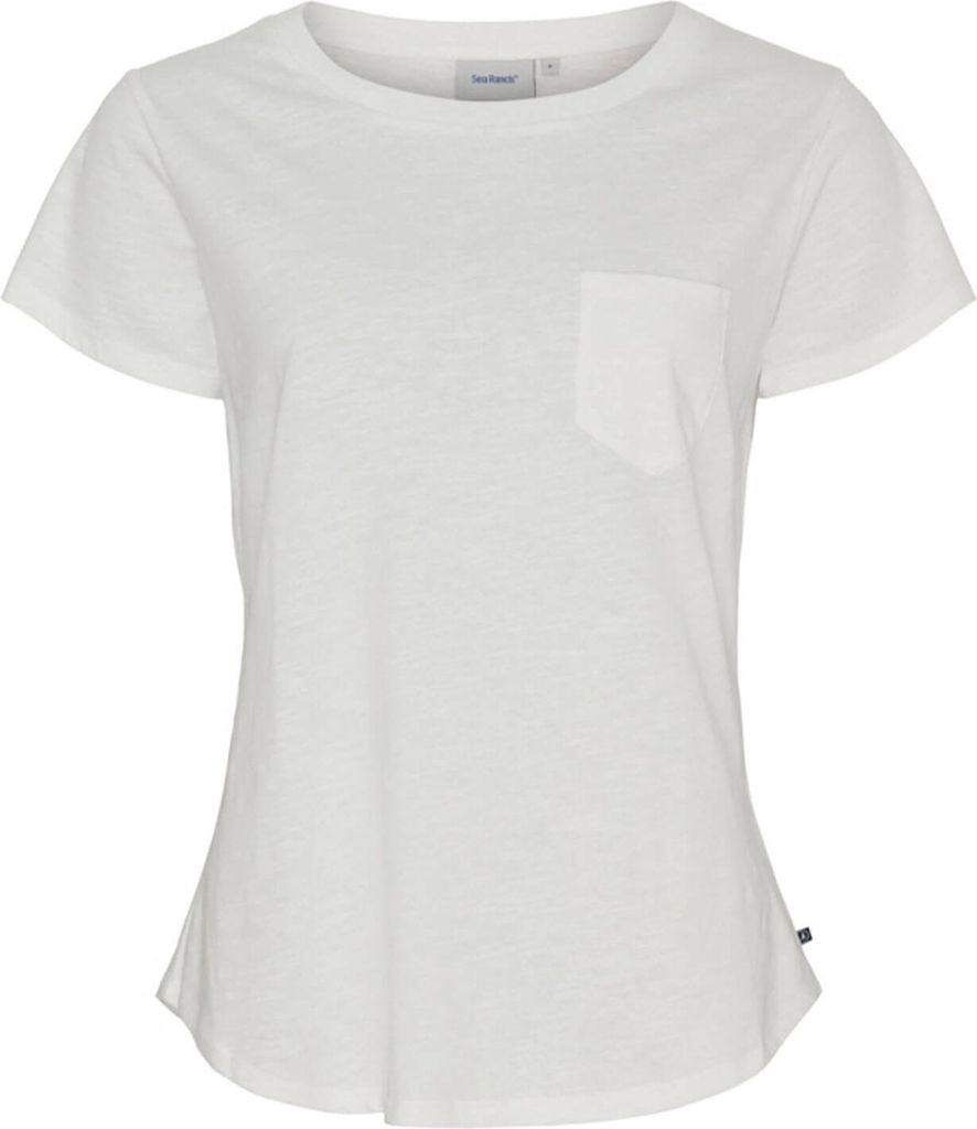 Sea Ranch Damen T-Shirt Adina mit Brusttasche - Kurzarm-Shirt aus Baumwolle mit Rundhalsausschnitt in Pearl Größe S