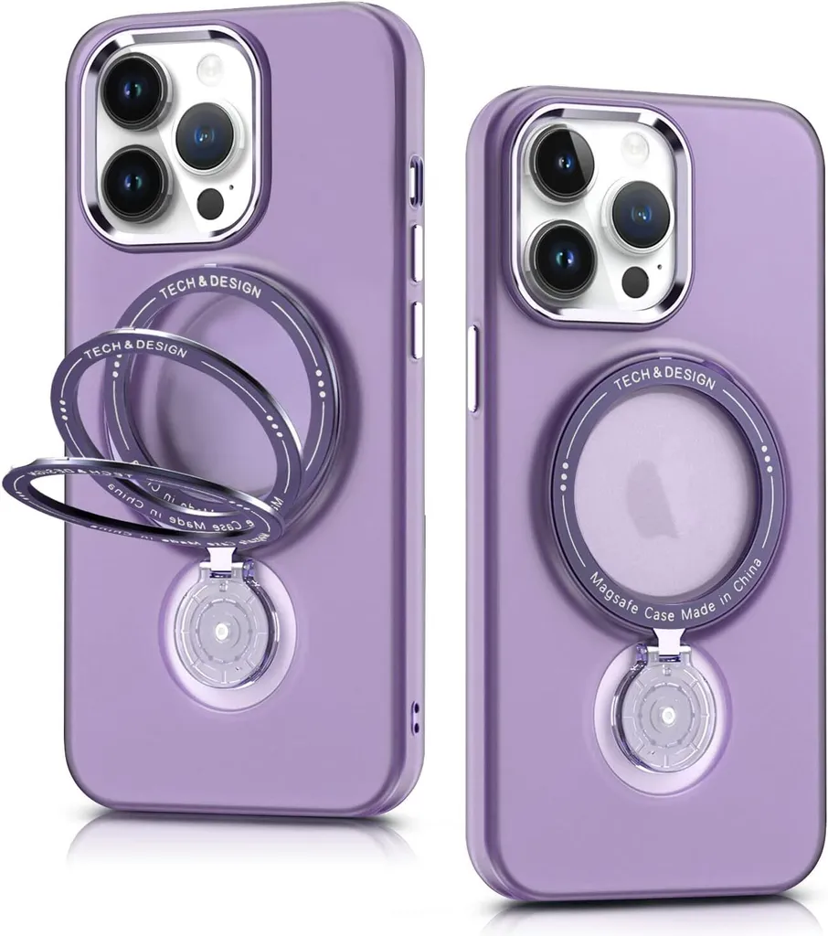 Custodia iPhone 15 Plus MagSafe Viola Opaca con Supporto Integrato