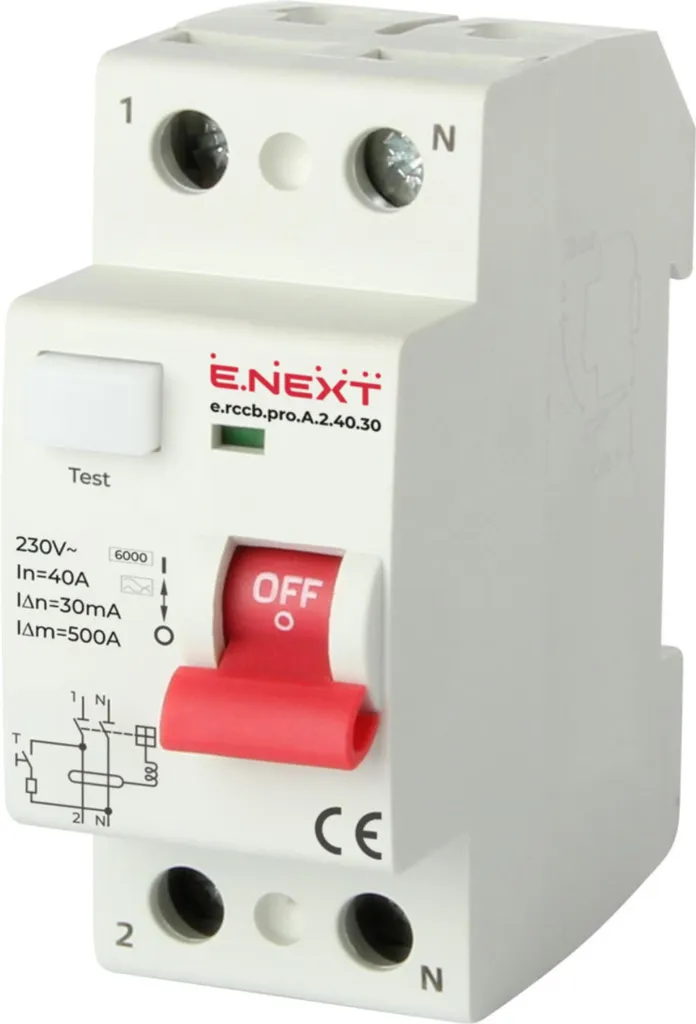 Disjoncteur différentiel E.NEXT p080003 PRO 2P 40A 30mA 6kA Type A