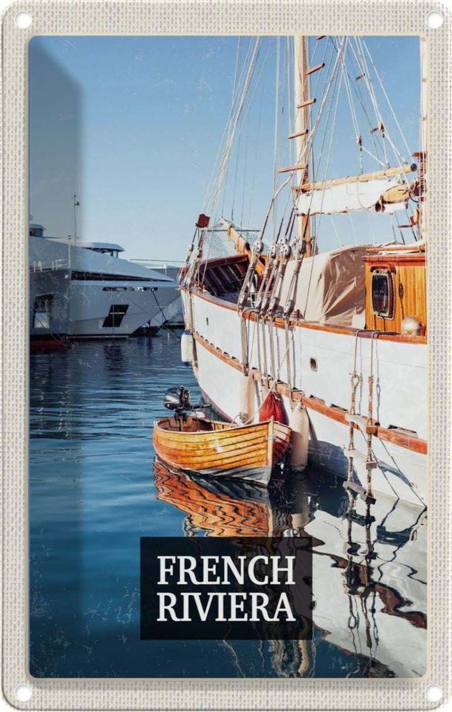vianmo Blechschild 30x20 cm French Riviera Urlaubsort Retro Bildmotiv Reisemotiv Abenteuer Reisen Urlaub