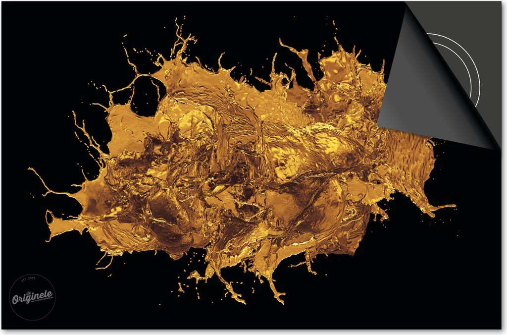 Induktionsschutz 81x52 - abdeckplatte Induktion matt- Dietrix Kochfeldschutz- Base - Schwarz und Gold - Golden Splash Farbe