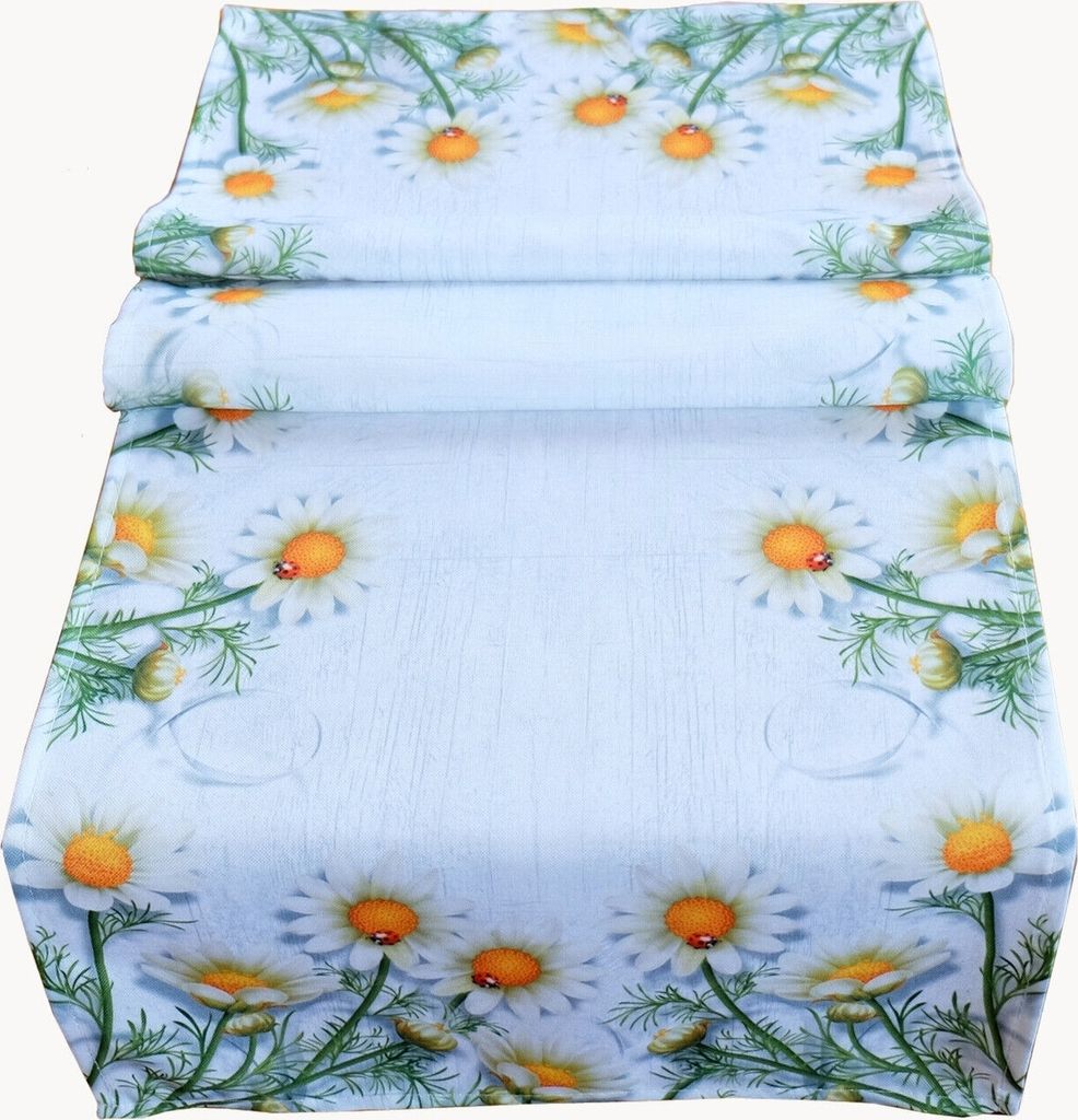 Tischwäsche bedruckt mit Kamillenblüten 40 x 110 cm