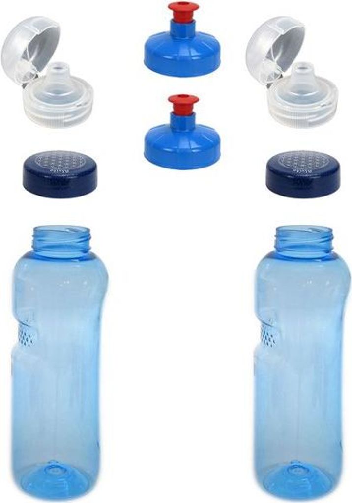 2x 0,75L Kavodrink Wasserflasche mit Lebensblume Deckel + 2x FlipTop + 2x Push-Pull