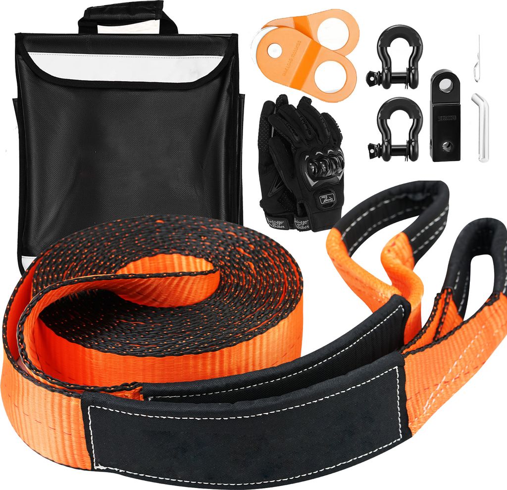 SucceBuy Offroad-Bergeset, 3 x 30 Fuß, Hochleistungs-Seilwinden-Bergeset mit 30.000 lbs Abschleppgurten, 44.092 lbs D-Ring-Schäkeln, Schäkelempf...