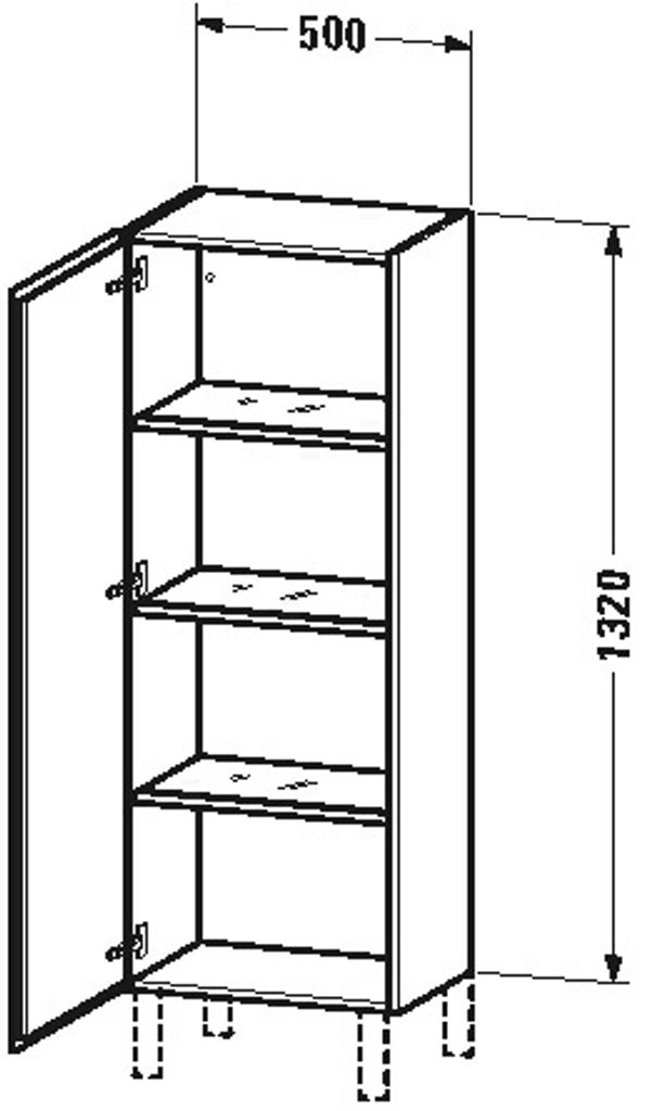 Duravit Halbhochschrank L-CUBE 500 x 363 x 1320 mm Anschlag links weiß hochglanz