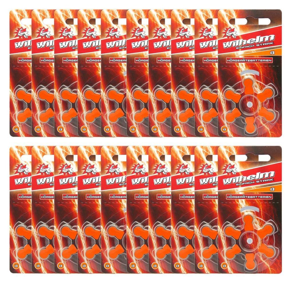 120 x WILHELM Hörgerätebatterien Typ 13 orange Produktbild 