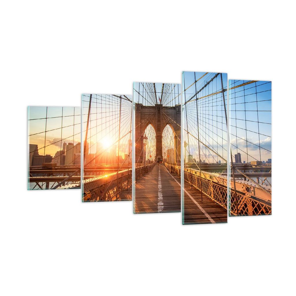 Bilder auf glas - New York Brücke - 100x60cm - Glasbilder - Wandbilder - Kunstdruck - zum Aufhängen bereit - Wanddekoration aus Glas - Glas Bilde...