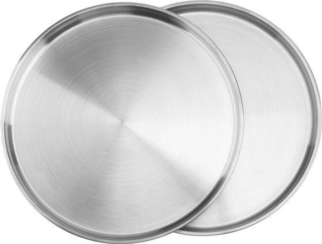 Zwei runde Pizzaformen aus Edelstahl, 30 cm, für Camping, Picknick, Familie