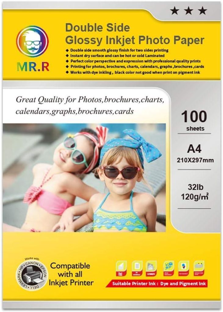 A4 Lesklý fotopapír, 120 g/m², 100 listů, oboustranný, Obrázek produktu 