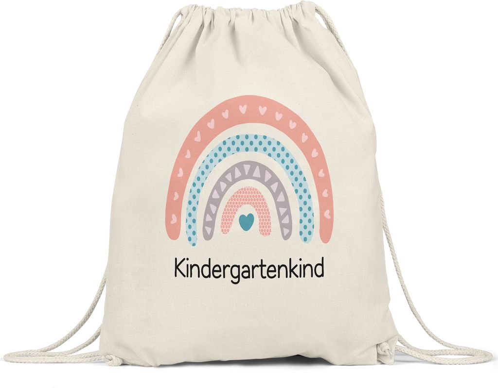 Kindergartenkind Turnbeutel Gymsack Geschenk Kindergarten Start Kita Herzen Regenbogen Mädchen Motiv