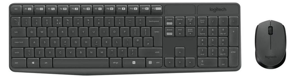 Logitech MK235 Wireless Keyboard and Mouse Combo, Volle Größe (100%), Kabellos, RF Wireless, Grau, M