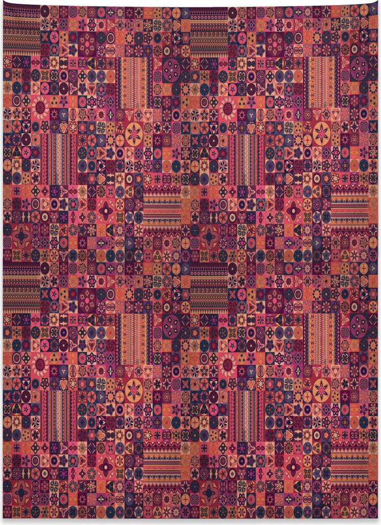 Abakuhaus Mandala Wandteppich, Warme Ethno-Motive aus Weiches Mikrofaser Stoff Kein Verblassen Klare Farben Waschbar, 110 x 150 cm, Mehrfarbig