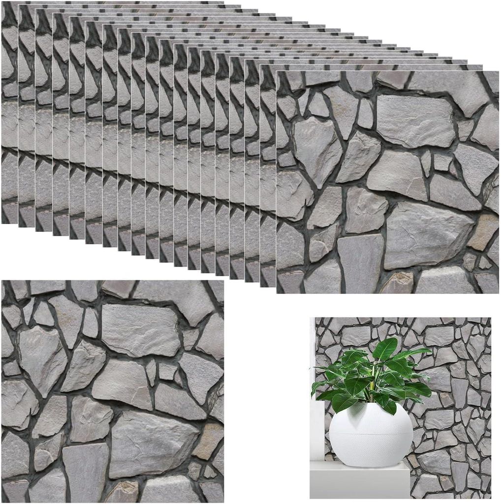3D Wandpaneele, Steinoptik Selbstklebend Paneele, Wandverkleidung, Fliesenimitat, Wasserdicht, Wanddeko