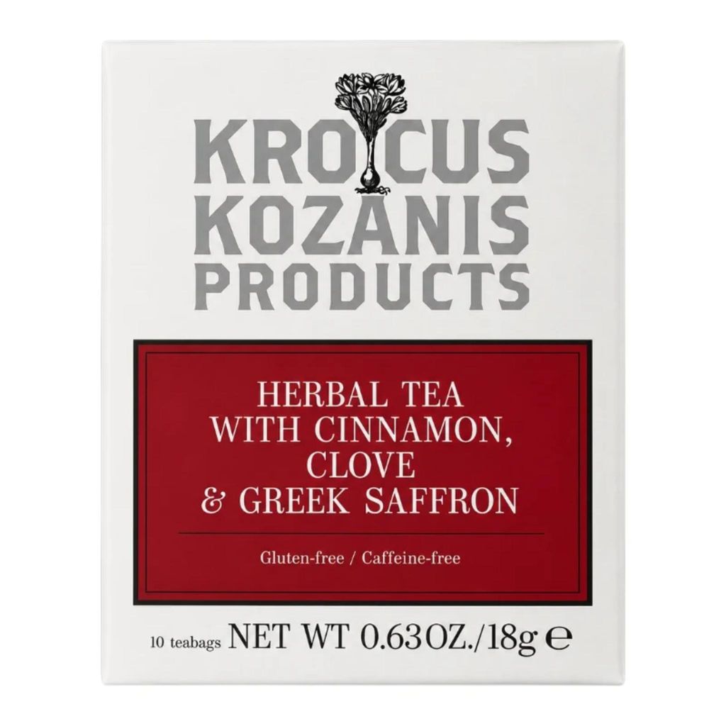 Krocus Kozanis Zimttee Nelken Safran 18 g Verpackung auf weiß