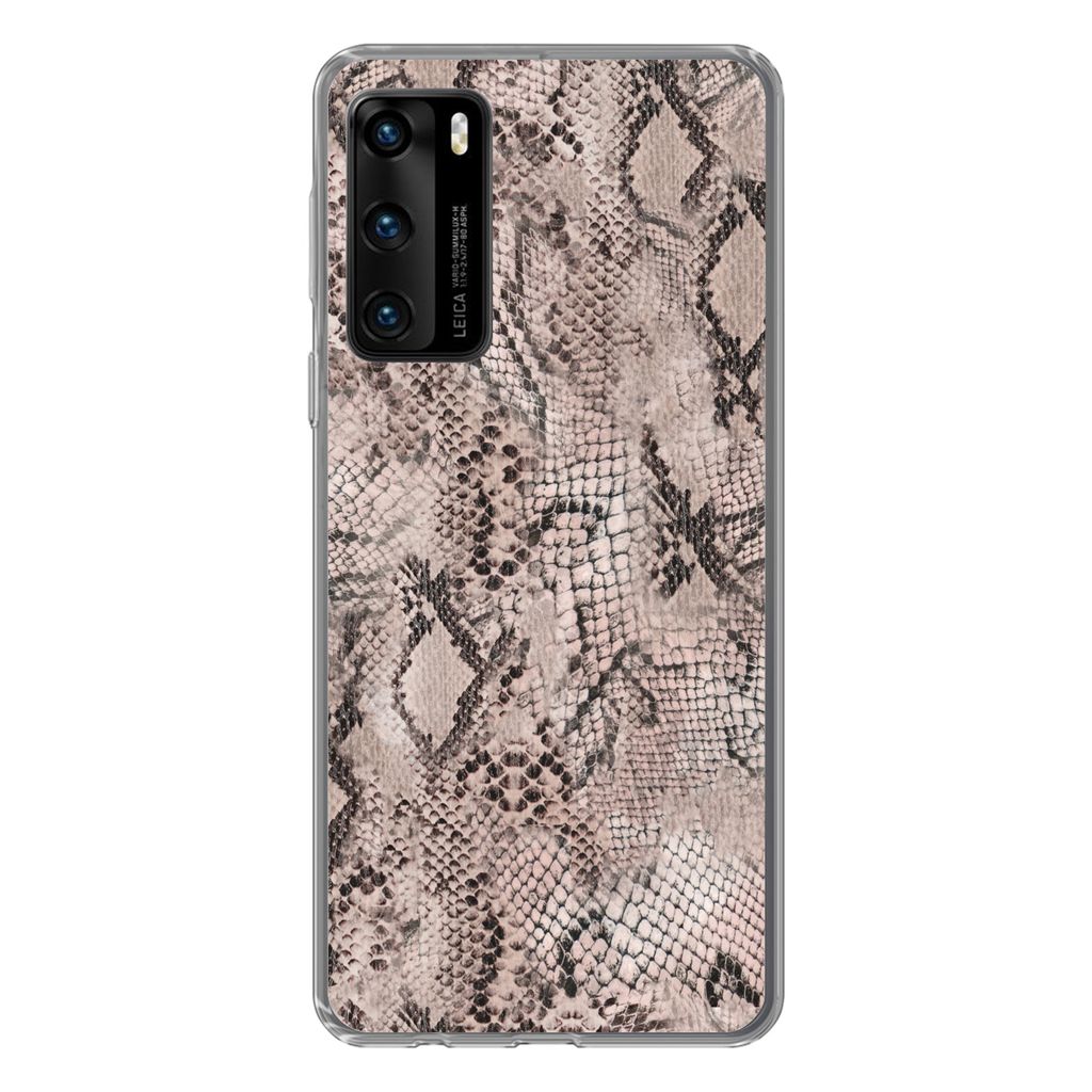 MuchoWow Handyhülle Schutzhülle Hülle für Huawei P40 Tiermuster - Grau - Schwarz Silikon Softcase Handy Hülle - Handytasche