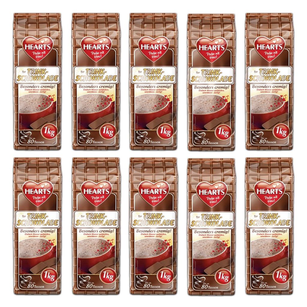 HEARTS Trinkschokolade 20 x 1kg - Kakaopulver Vorteilspack Produktbild 