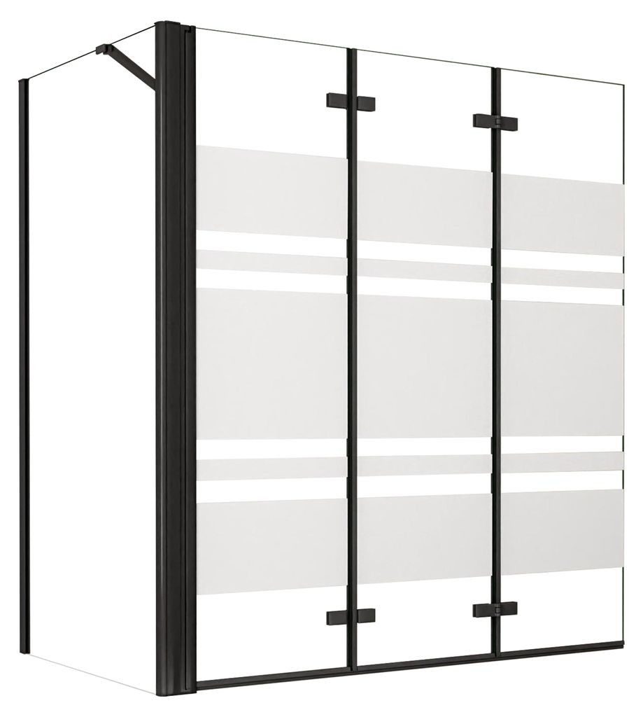Duschspa 130x140cm Streifenglas Schwarz Badewanneaufsatz Produktbild 