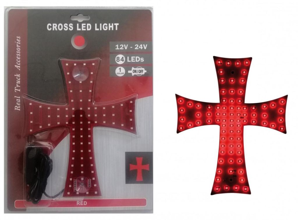 LED-Leuchtkreuz, rot, 84 LEDs, 12 V/24 V, 245 x 200 mm Produktbild 