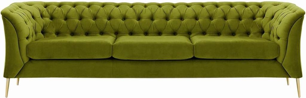Dreisitzer-Sofa Chesterfield Modern aus medizinischem Schaumstoff-Velluto 9-gold metallisch