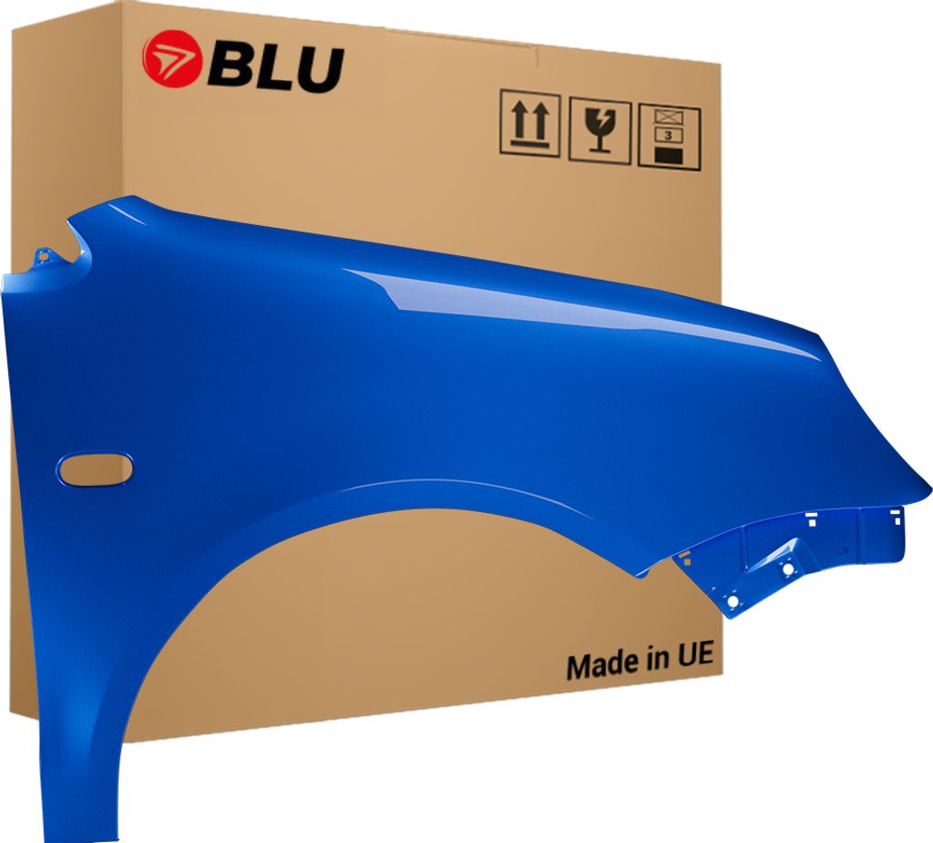 BLU Kotflügel Passend für VW Volkswagen Polo 9N IV 4 LA5K Rechts Blau OlympiaBlau | 2001-2005 | Vorderseite Vorne | Lackiert | Einbaufertig