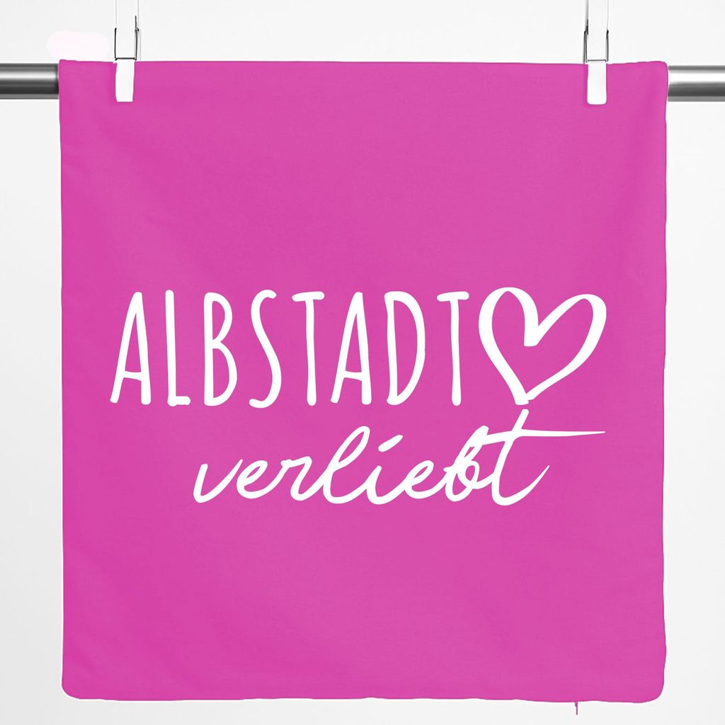 Huuraa Kissenbezug Albstadt verliebt 40x40cm Fuchsia Baumwolle Dekokissenbezug Geschenkidee