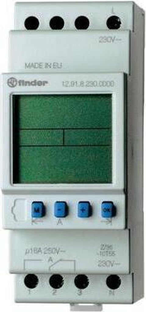 Finder Zeitschaltuhr für Hutschiene Betriebsspannung: 230 V/AC 12.91.8.230.0000 1 Wechsler 16 A 250 V/AC Tagesprogramm (12.91.8.230.0000)