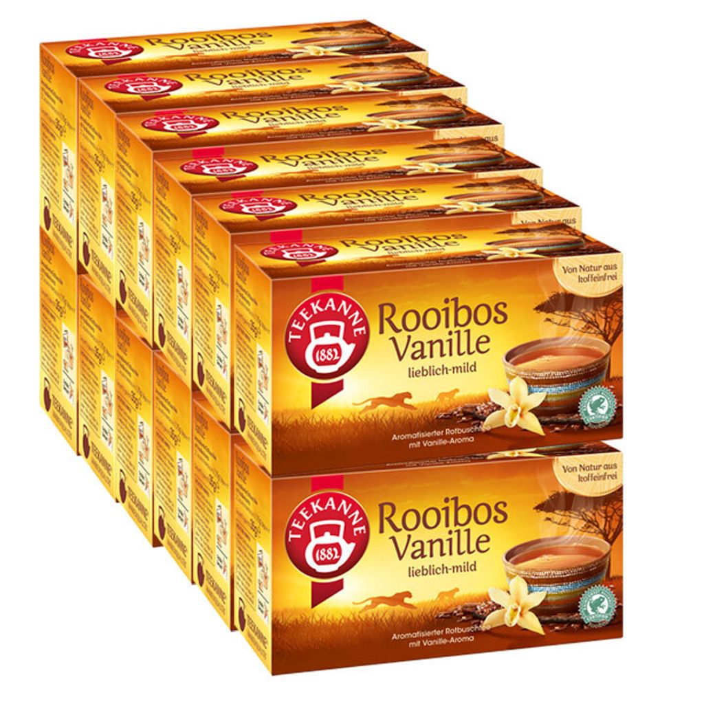Teekanne Rooibos Vanille Tee aromatisiert mit Vanillearoma 12er Pack