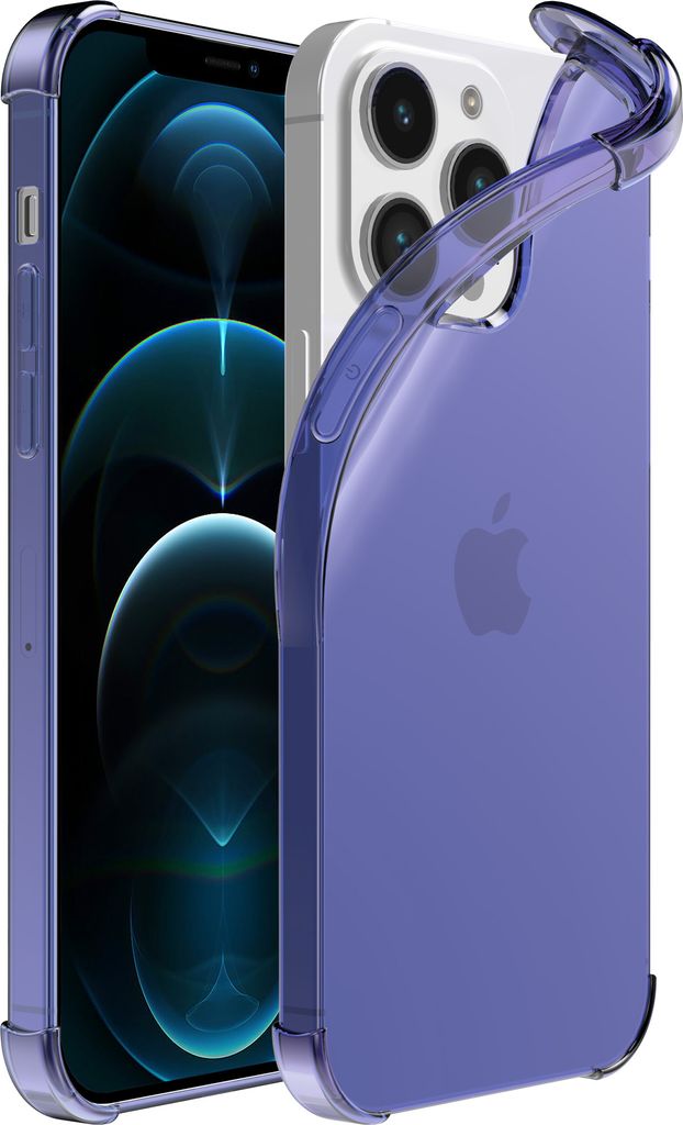 Smartphonica iPhone 12/12 Pro transparente stoßfeste Silikonhülle mit Bumper - Dunkelblau